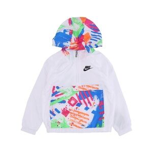 VGUC White Retro Abstract Print NIKE Windbreaker Half Zip Pullover Size 4-5Yrs